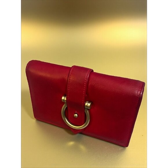 Sapahn Staney Crossbody Red Raw Leather Omega Clutch Wallet Organizer Belt Bag - Picture 1 of 13